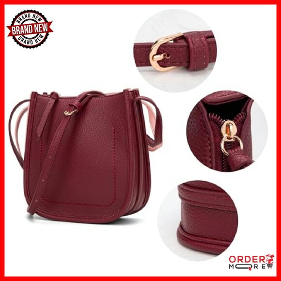 Vegan Leather Crossbody Bag with Adjustable Strap & Multiple Pockets - Picture 6 of 7